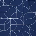 Zasłona granatowa ze srebrnym geometrycznym nadrukiem 140x250 cm przelotka - EVI