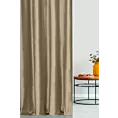 Zasłona szyta na flexach złota z tkaniny welwetowej w pionowe prążki, wykończona obciążnikiem