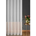 Tkanina firanowa  aden z efektem deszczyku, zakończona szerokim pasem złożonym z drobnych pasków
