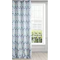 Zasłona biało, niebieska we wzór geometryczny 140x250 cm przelotka - NASTIA