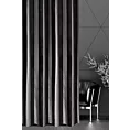 Zasłona szyta na taśmie 5 cm czarno srebrna z szenilowej tkaniny w klasyczne pionowe pasy przetykane błyszczącą nicią