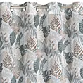 Zasłona biało, brązowa zdobiona nadrukiem liści z etaminy 140x250 cm przelotka - AMElA