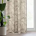 Zasłona beżowo, szampańska zdobiona nadrukiem liści palm z welwetu 135x270 cm przelotka - DEBRA