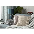 Poszewka na poduszkę 45x45 cm welwetowa pudrowo beżowa z metalicznym nadrukiem liści VELVET 71 Eurofirany Premium