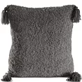 Poszewka na poduszkę 45x45 cm o strukturze miękkiego futra stalowa z ozdobnymi chwostami ELDA