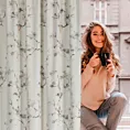 Zasłona welwetowa kremowo, szampańska z nadrukiem kwiatu jabłoni 140x270 cm taśma - SELENA