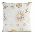 Poszewka na poduszkę 45x45 cm welwetowa, biało szampańska zdobiona śnieżynkami JOY