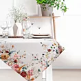 Bieżnik na stół naturalno, różowy 85x85 cm SUMMER 2 z nadrukowanym motywem kwitnących kwiatów