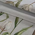 Bieżnik na stół jasnopopielato, kremowy 40x100 cm gobelinowy z motywem tulipanów