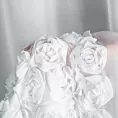 Firana biała z szyfonu zdobiona aplikacją 3D w róże 350x250 cm przelotka - ROSES - Eva Minge