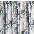 Zasłona welwetowa kremowo, niebieska zdobiona nadrukiem kwiatów 140x270 cm taśma - LUCIA
