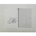 Zestaw ręczników bawełnianych na prezent 2 szt 50x90 cm z haftem MR&MRS kolor biały, popielaty 400 g/m2