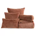 Narzuta dwustronna z przyjemnego futerka i tkaniny barankowej jasnobrązowa 170x210 cm NINA Eurofirany Premium