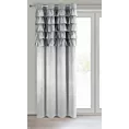 Zasłona welwetowa srebrna zdobiona falbanami 140x250 cm przelotka - AURA
