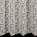 Tkanina firanowa lekka mikrosiateczka zdobiona ornamentowym dwukolorowym haftem z metaliczną nicią