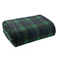 Koc 150x200 cm zielono, czarny z motywem kraty STAR
