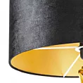 Lampa stojąca do salonu czarno, złota LILIANA zdobiona szklaną bombką i welwetowym abażurem