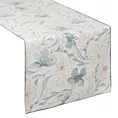 Bieżnik na stół naturalno, jasnoniebieski 40x140 cm INES 10 z nadrukowanym motywem pastelowych kwiatów