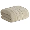 Ręcznik kąpielowy 70x140 cm bawełniany kolor beżowy z kontrastującymi paseczkami 500 g/m2 SIBEL