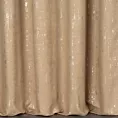 Zasłona szyta na taśmie 5 cm beżowo złocista z miękkiej tkaniny o strukturze weluru z połyskliwym nadrukiem