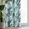 Zasłona biało, zielona w liście z tkaniny 140x270 cm taśma - ADELINE - Diva Line