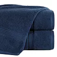 Ręcznik do rąk 30x50 cm bawełniany kolor granatowy 0 twist zdobiony paseczkami 550 g/m2 MOLLY
