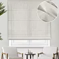 Roleta rzymska kremowa z gładkiej, miękkiej etaminy z delikatnie zarysowanym wzorem w prążki, wykończona obciążnikiem