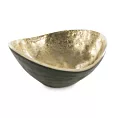 Metalowa misa PEDRO o falujących brzegach zielono-złota