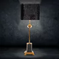 Lampa stołowa do salonu czarno, złota NELI z podstawą z żywicy poliestrowej wykończona welwetowym abażurem