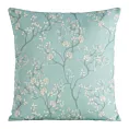 Poszewka na poduszkę 45x45 cm zdobiona kwiatowym printem miętowo, kremowa FLORE 1