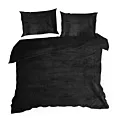 Pościel 220x200 cm gładka z polaru kolor czarny FLANO