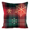 Poszewka na poduszkę 60x60 cm welwetowa czerwono, zielona z motywem świątecznym  STAR