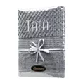 Zestaw upominkowy, ręcznik bawełniany 50x90 cm kolor stalowy z haftem TATA