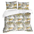 ELLA LINE Komplet pościeli z bawełny ANABEL z nadrukiem szaro-złotych liści palmy