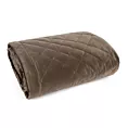 Narzuta welwetowa brązowa 220x240 cm  z geometrycznym przeszyciem RIA 6  - kolekcja VULCANO