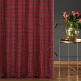 Zasłona szyta na taśmie 5 cm czerwono zielona z delikatnej tkaniny w kratkę