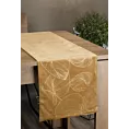 Bieżnik na stół miodowo, złocisty 35x140 cm welwetowy BLINK 16 z dużym wzorem liści