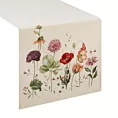 Bieżnik na stół 40x100 cm naturalno, czerwony gobelinowy z motywem letnich kwiatów
