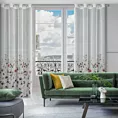 Zasłona biało pudrowa z nadrukiem malowanych kwiatów z lekkiej półtransparentnej etaminy 140x250 cm przelotka - LAVIN - Design 91