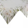 Obrus jasnopopielato, kremowy 100x100 cm gobelinowy z motywem tulipanów