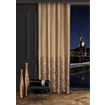 Zasłona welwetowa beżowo, szampańska zdobiona błyszczącym nadrukiem 140x250 cm przelotka - TORI