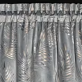 Zasłona welwetowa stalowo, szampańska z błyszczącym nadrukiem palmowych liści 140x300 cm taśma - GLORIA