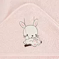Ręcznik kąpielowy dziecięcy 100x100 cm bawełniany kolor różowy z kapturem i haftem króliczka 350g/m2 BABY 64