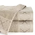 Ręcznik do rąk 30x50 cm bawełniany kolor beżowy z żakardowym wzorem ornamentów 500 g/m2 SARA