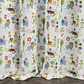 Dekoracja okienna biało, niebieska z etaminy z nadrukiem z kolorowymi zwierzątkami 140x250 cm przelotka - BILLY