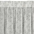 Dekoracja okienna biało, popielata z lekkej etaminy w stylu eco z kwiatowym nadrukiem 140x270 cm taśma/szelki - WIKI