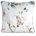 Poszewka na poduszkę dwustronna 45x45 cm welwetowa, biało zielona z motywem roślinnym z wypustką na brzegach INEZ Eurofirany Premium