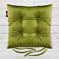 Poduszka na krzesło 40 x 40 x 8 cm dwustronna welwetowa oliwkowa z czterema pikowaniami