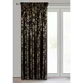 Zasłona welwetowa czarna zdobiona nadrukiem liści 140x270 cm taśma - FELIS