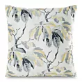 Poszewka na poduszkę 40x40 cm welwetowa kolor biały, jasnoszary zdobiona nadrukiem liści kasztanowca Melisa